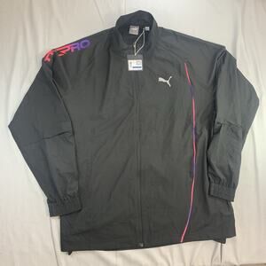 NWT Puma Pro Men’s Full Zip Track Jacket Athletic Outerwear Black & Pink XL